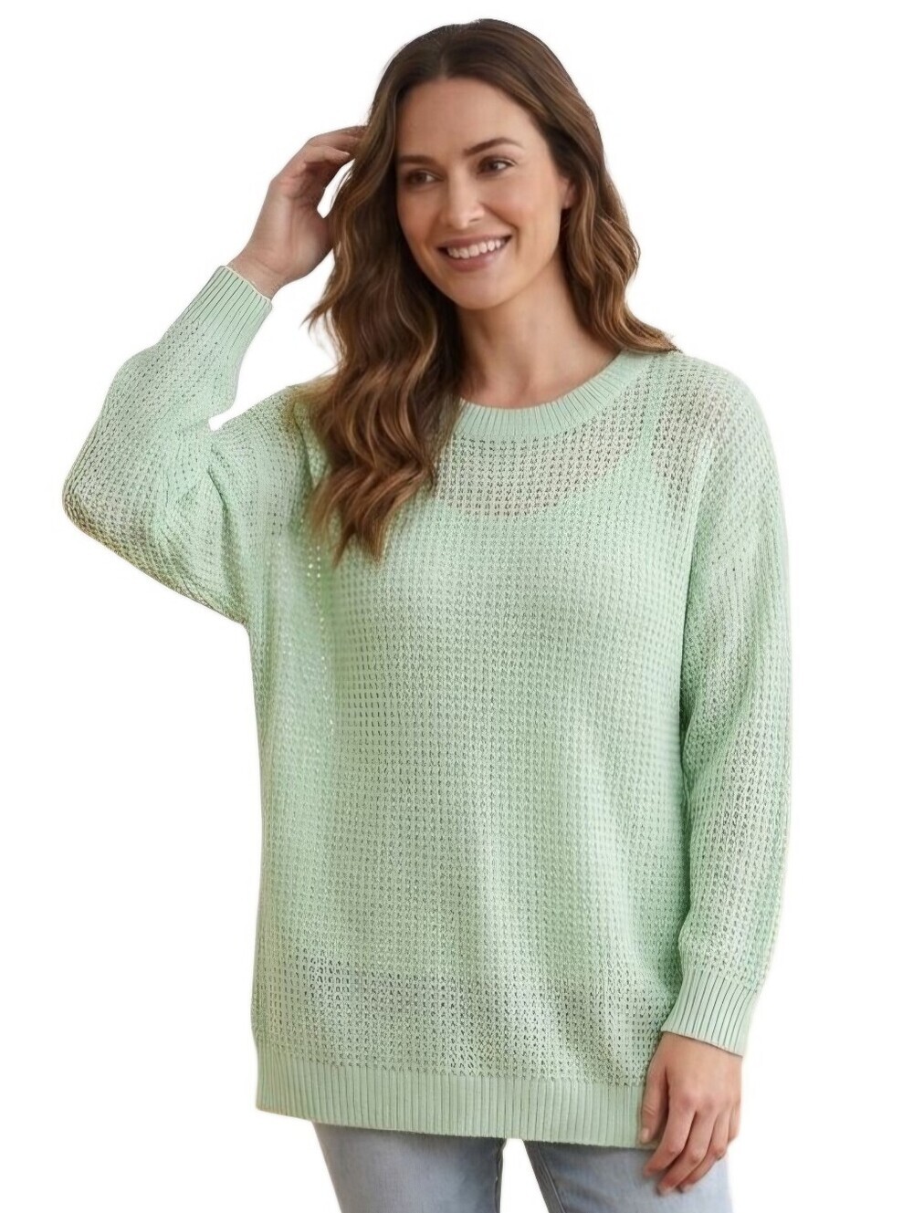 J. Jill Spring Green Open Know Scoop Neck Tunic Sweater Size XL